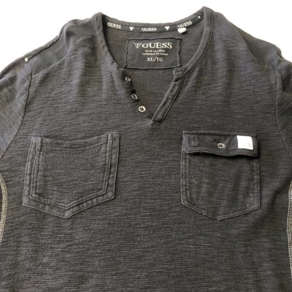 Guess Dark Grey Casual Long Sleeve Top Size XL - Picture 4 of 11